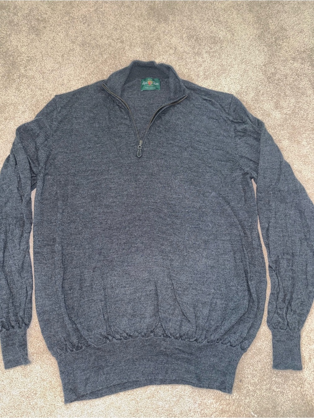 Alan Paine Pure Merino Wool 1/4 Zip Sweater Men’s L Gray UK 44in/112cm/EUR52